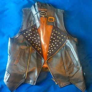 Studded faux leather Moto vest